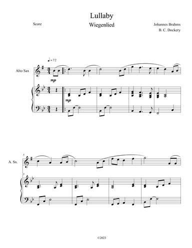 Brahms's Lullaby (Alto Sax Solo with Piano Accompaniment) (arr. B. C. Dockery)