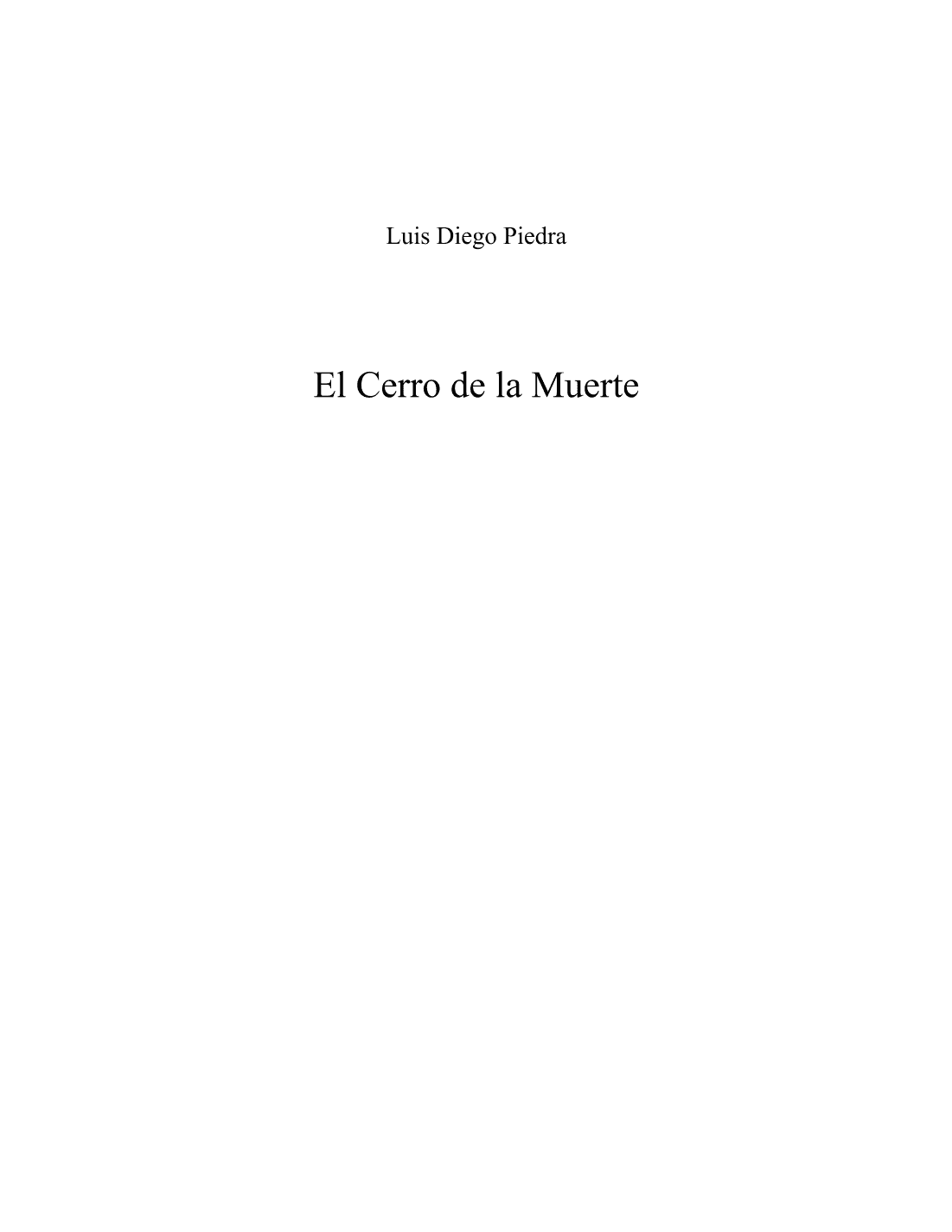 El Cerro de la Muerte