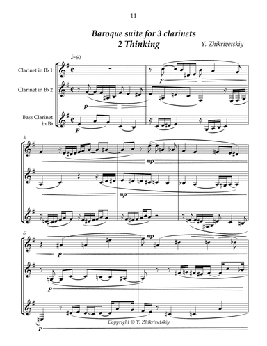 Baroque Suite for 3 clarinets. 2 Thinking