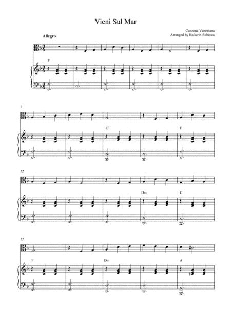 Vieni Sul Mar (arr. Kaiserin Rebecca)