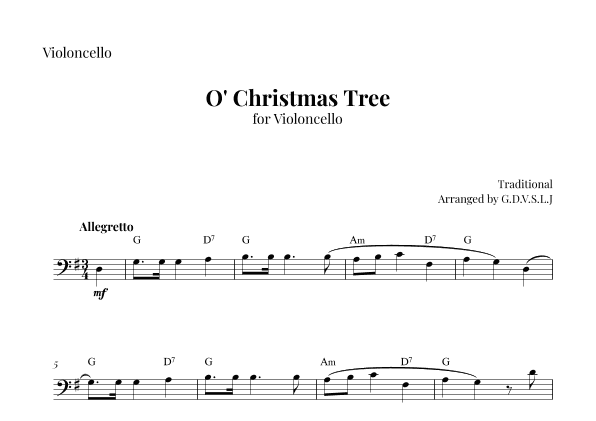 O' Christmas Tree (arr. G.D.V.S.L.J)