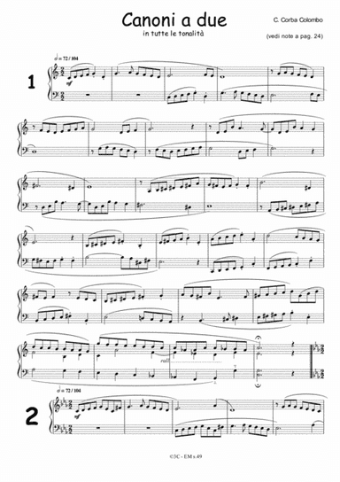 Canoni a due in tutte le tonalità