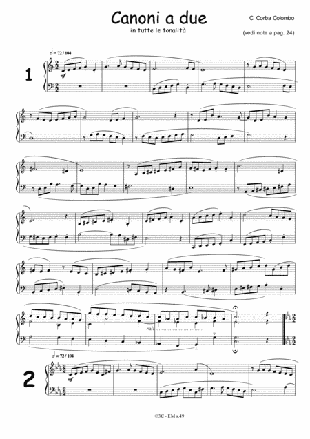 Canoni a due in tutte le tonalità