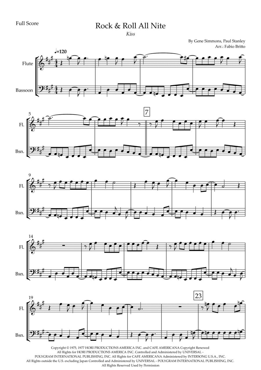 Rock And Roll All Nite (arr. Fabio Britto)