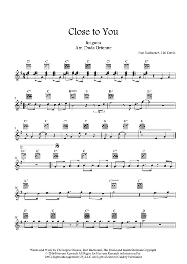 Close To You (arr. Duda Oriontte)