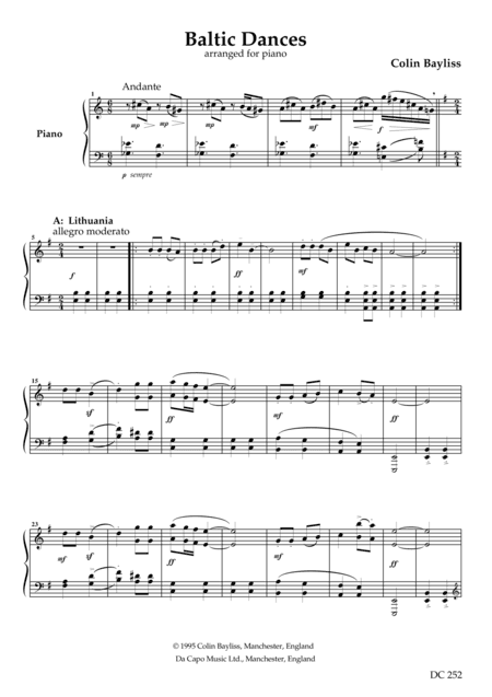 Baltic Dances - arranged for piano