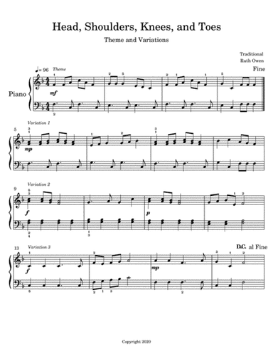 Head, Shoulders, Knees and Toes: Theme and Variations (arr. Ruth Owen)