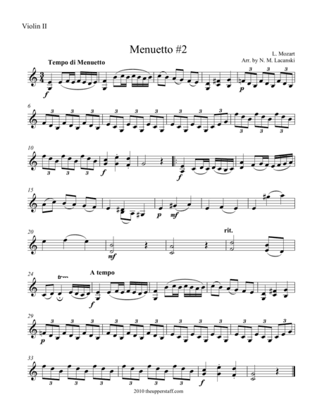 Menuetto #2 (arr. Nick Lacanski)