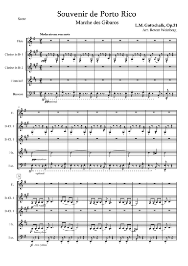 Souvernir de Porto Rico (FL,CL,CL,Hn,Bsn) (arr. Rotem Weinberg)
