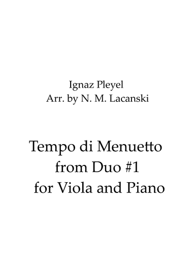 Tempo di Menuetto from Duo #1 for Viola and Piano (arr. Nick M Lacanski)