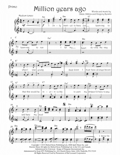 Million Years Ago (arr. Glenn Martin)