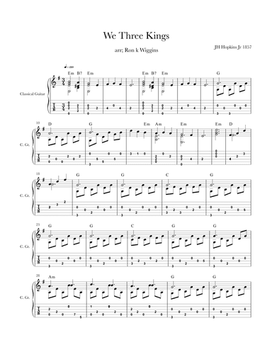 We Three Kings - Classical Guitar (arr. Ron k Wiggins)