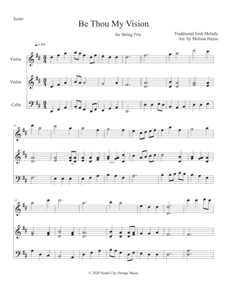 Be Thou My Vision for two violins and cello (arr. Melissa Hayes)