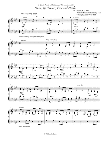 Come, Ye Sinners, Poor and Needy (arr. John Carter)