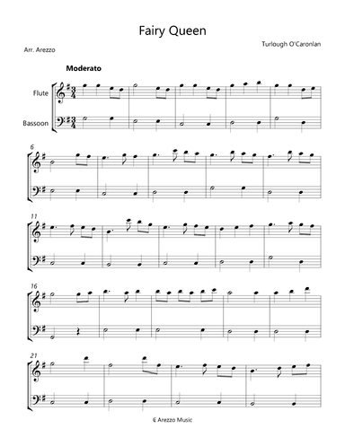 Fairy Queen - Flute and Bassoon- Turlough O' Carolan (arr. Arezzo Music)