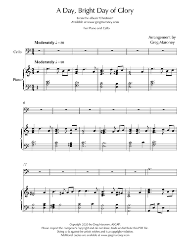 Christmas Carols for Piano and Piano/Cello (arr. Greg Maroney)