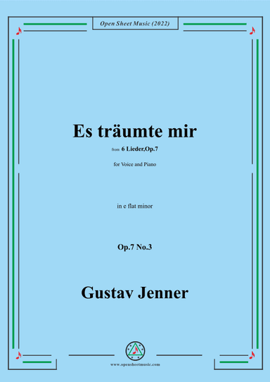Jenner-Es träumte mir,in e flat minor,Op.7 No.3 (arr. OSM Press)