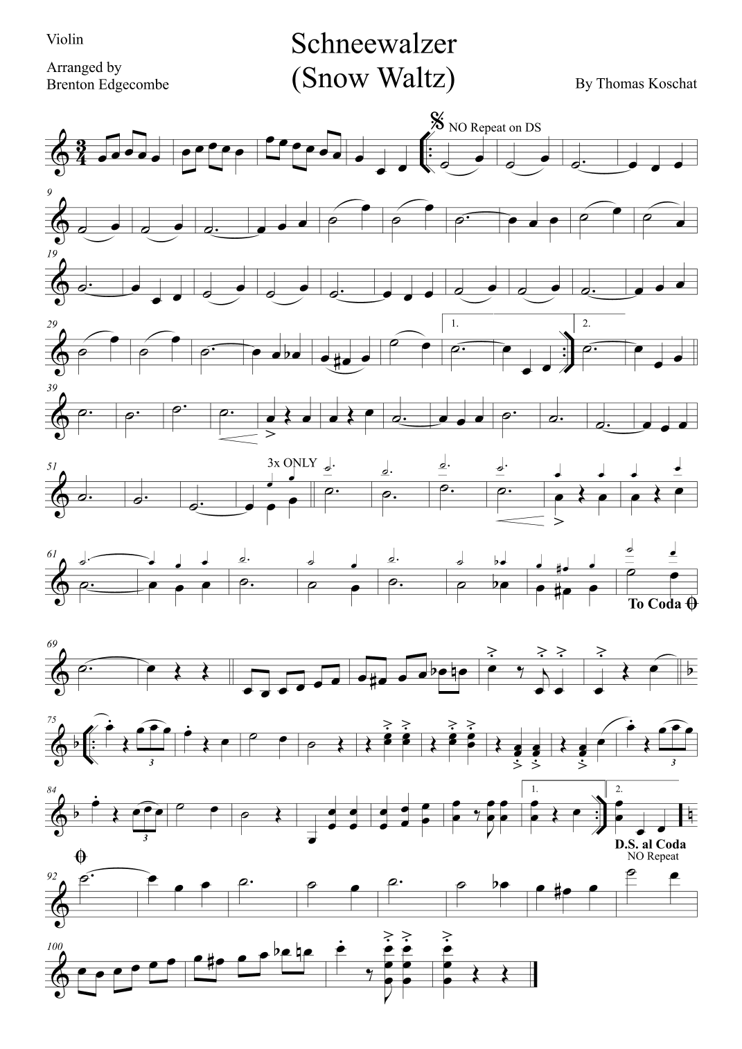 Schneewaltzer (Snow Waltz) (arr. Brenton Edgecombe)