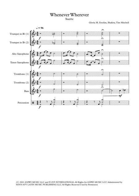 Whenever, Wherever (arr. S J Welburn)