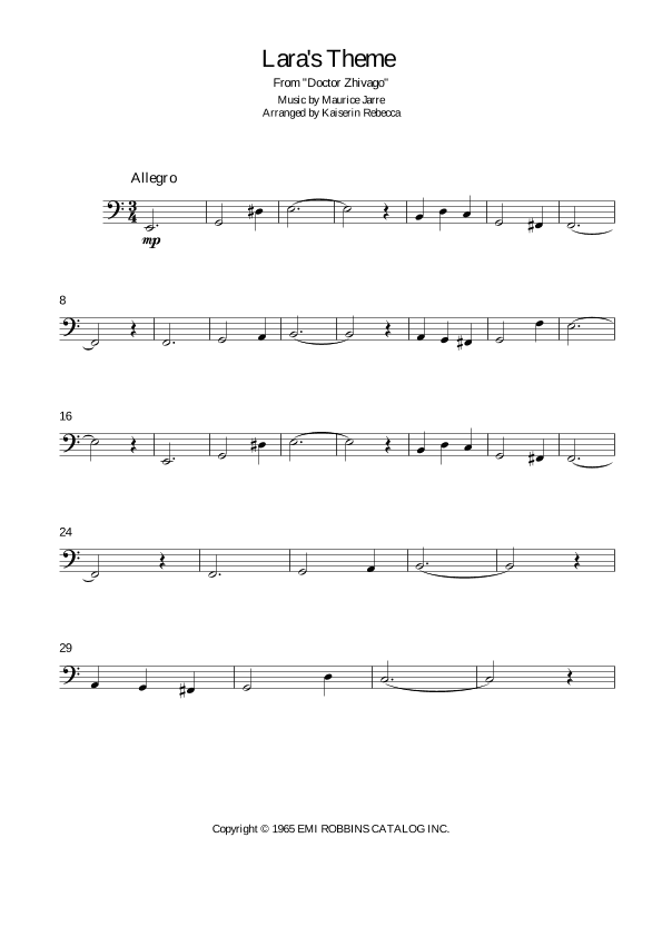 Lara's Theme From Doctor Zhivago (arr. Kaiserin Rebecca)