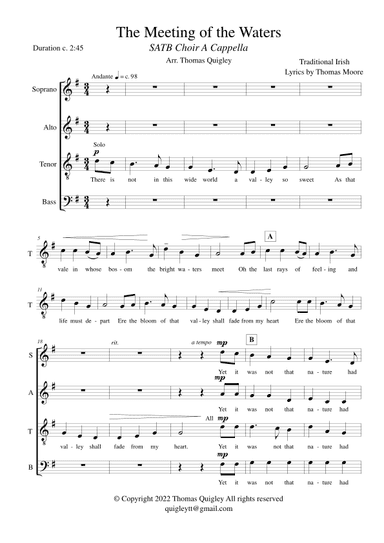 The Meeting of the Waters (SATB A Cappella) (arr. Thomas Quigley)