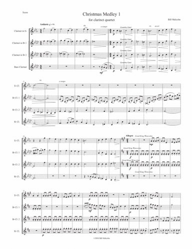 Christmas Medley 1 for clarinet quartet (arr. Bill Malcolm)