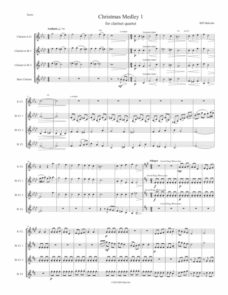 Christmas Medley 1 for clarinet quartet (arr. Bill Malcolm)