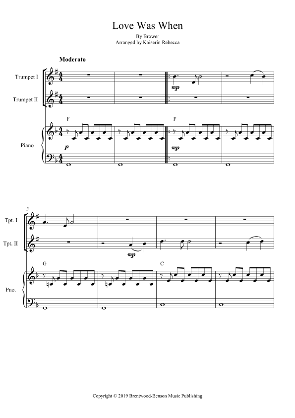 Love Was When (arr. Kaiserin Rebecca)