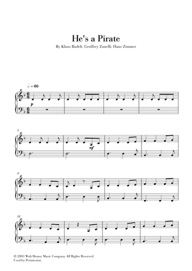 He's A Pirate (arr. Cadenza Editions)
