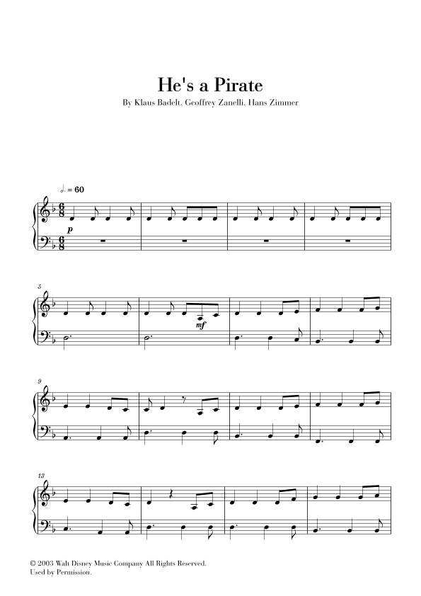 He's A Pirate (arr. Cadenza Editions)