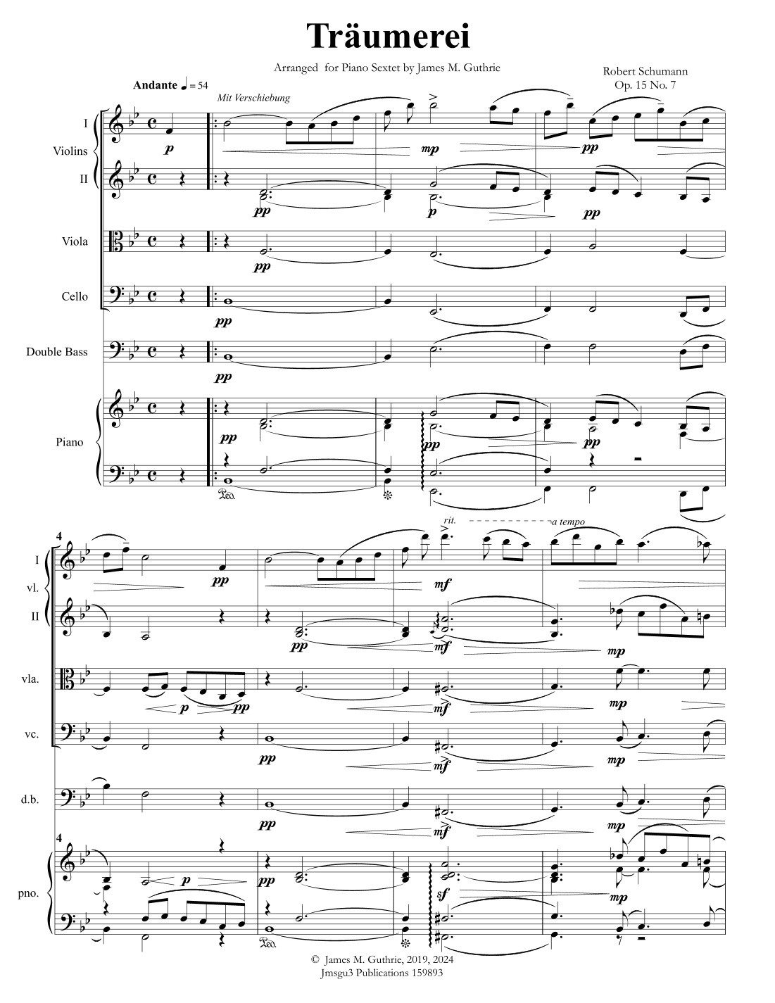 Schumann: Träumerei Op. 15 No. 7 for Piano Sextet (arr. James M. Guthrie)