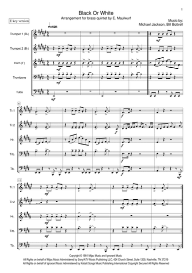 Black Or White (rap Version) (arr. E. Maulwurf)