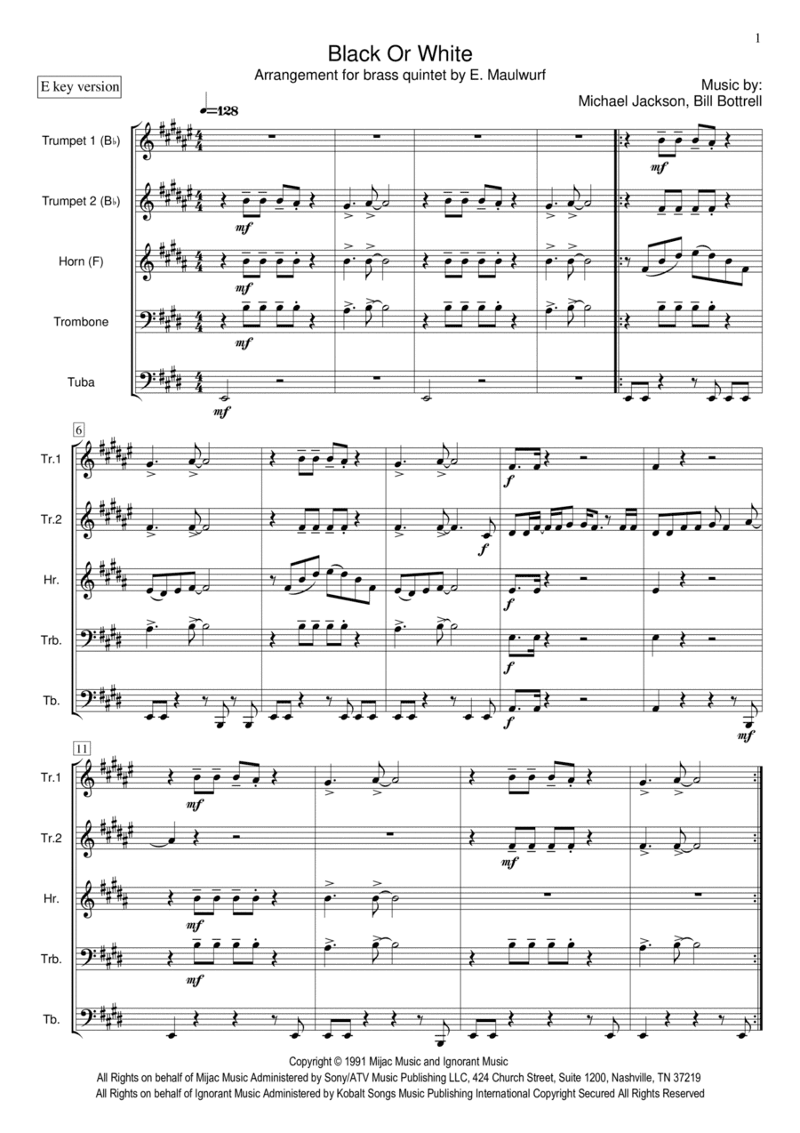 Black Or White (rap Version) (arr. E. Maulwurf)