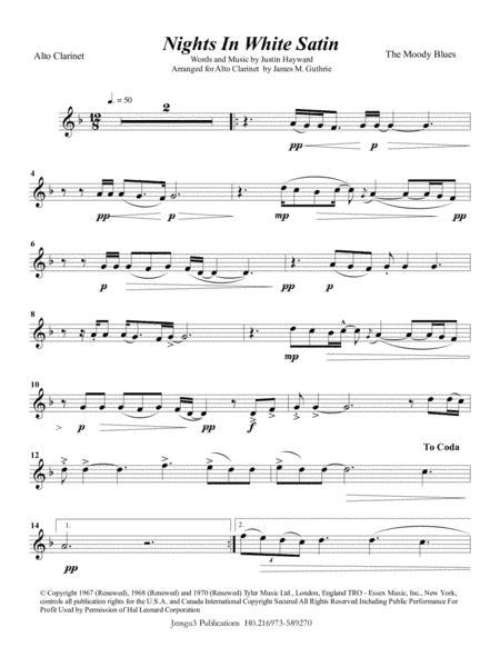Nights In White Satin (arr. James M. Guthrie, ASCAP)