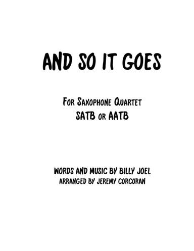 And So It Goes (arr. Jeremy Corcoran)
