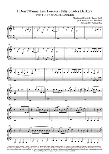 I Don't Wanna Live Forever (Fifty Shades Darker)  from FIFTY SHADES DARKER (arr. Arthur Bird)