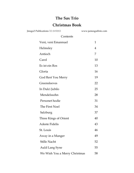 The Sax Trio Christmas Book (arr. James M. Guthrie, ASCAP)