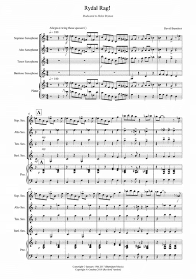 Rydal Rag! for Saxophone Quartet