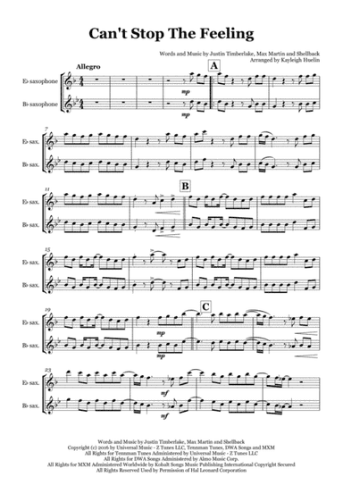 Can't Stop The Feeling  from TROLLS (arr. Kayleigh Huelin)