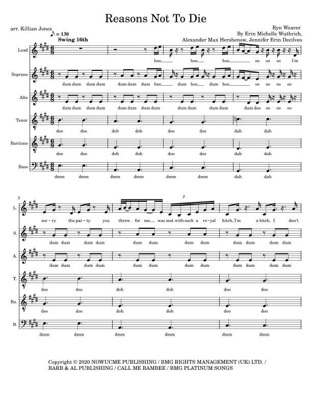 Reasons Not To Die (arr. Killian Jones)