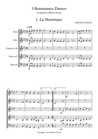 3 Renaissance Dances (for Wind Quintet) (arr. Robert Newth)