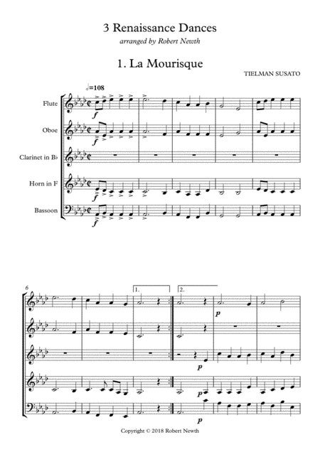 3 Renaissance Dances (for Wind Quintet) (arr. Robert Newth)