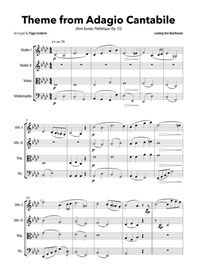 Theme From Adagio Cantabile (from Sonata 'Pathétique' Op.13) (arr. Tiago Cordeiro)