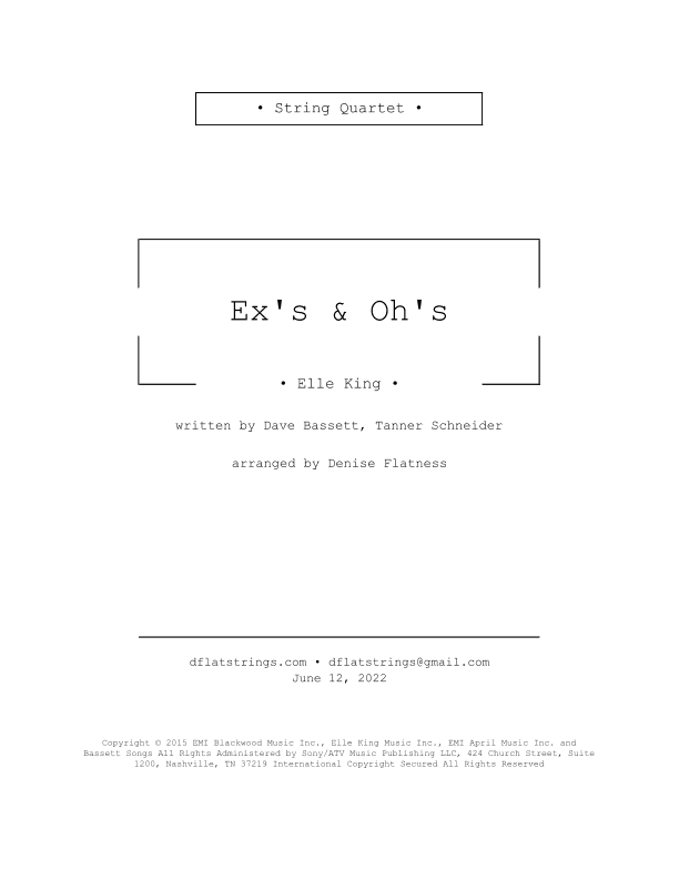 Ex's & Oh's (arr. Denise Flatness)