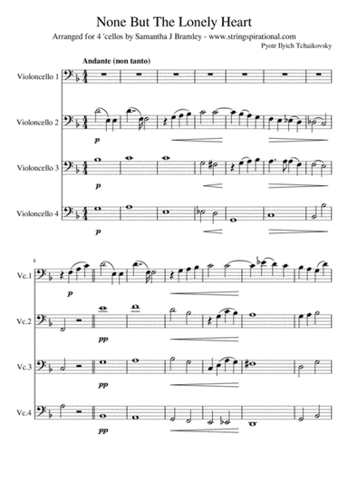 None But The Lonely Heart for 'Cello Quartet (arr. Samantha J Bramley - stringspirational@gmail.com)