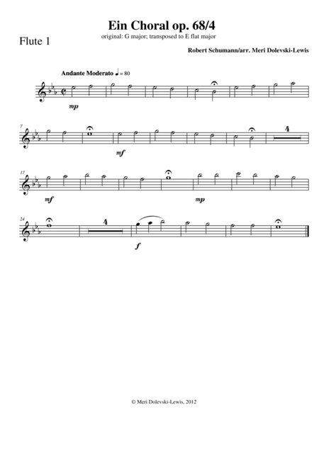Ein Choral op. 68 no. 4: for mixed woodwind ensemble (arr. Meri Dolevski)