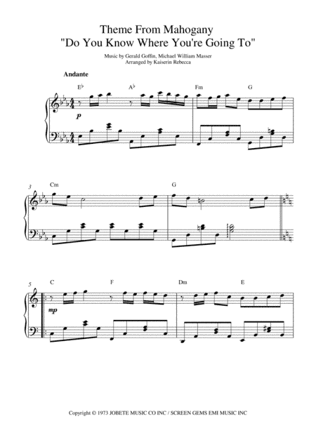 Do You Know Where You're Going To? (arr. Kaiserin Rebecca)