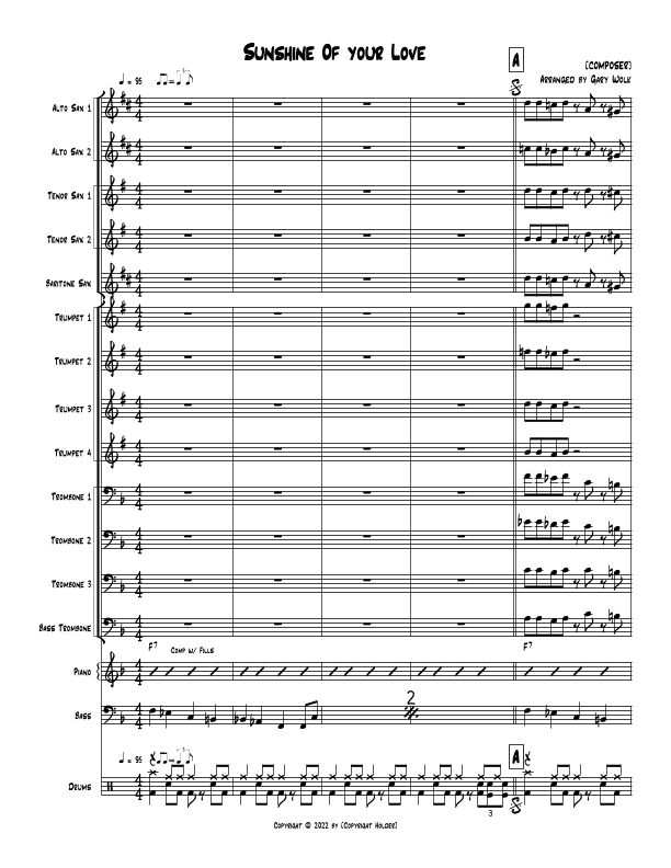 Sunshine Of Your Love (arr. Gary Wolk)