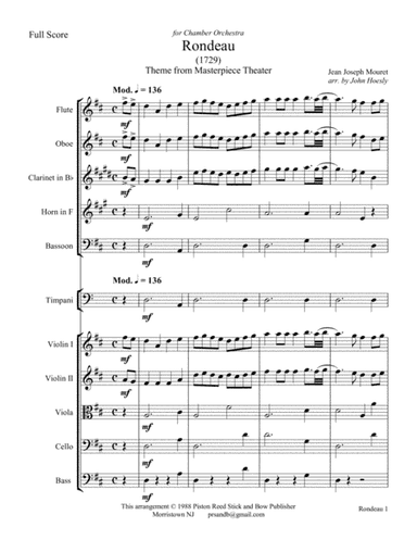 Rondeau- chamber orchestra (arr. John Hoesly)