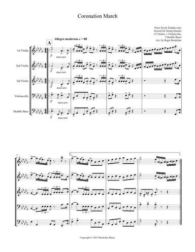 Coronation March (Db) (String Quintet - 3 Violins, 1 Cello, 1 Bass) (arr. Regis Bookshar)